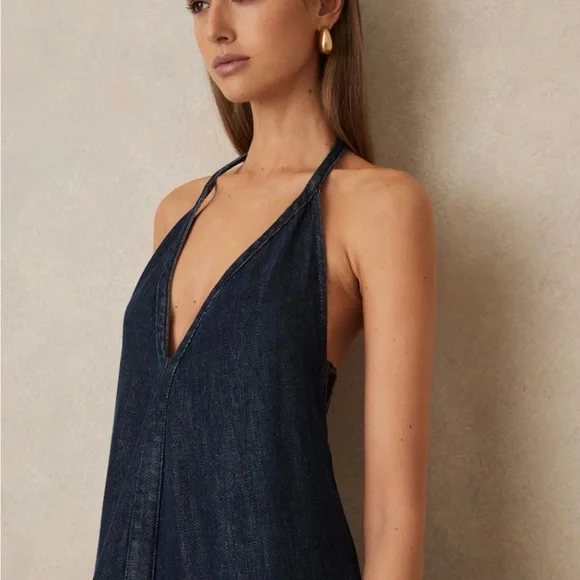Reiss Halter Maxi Dress in Dark Denim Blue - Women US size 0. - Picture 5 of 7